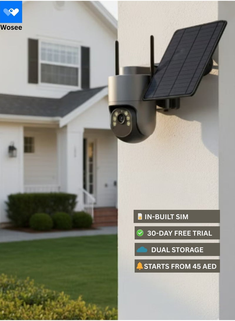 wosee 4G Solar Powered Security Camera - 2K/5MP PTZ Wireless Outdoor Surveillance, Color Night Vision, PIR Motion Detection, 2-Way Audio, IP66 Waterproof In-Build SIM & Trial Data Included - Image 1
